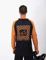 "Warped Checkers" Long Sleeve Jersey Black / Old Gold