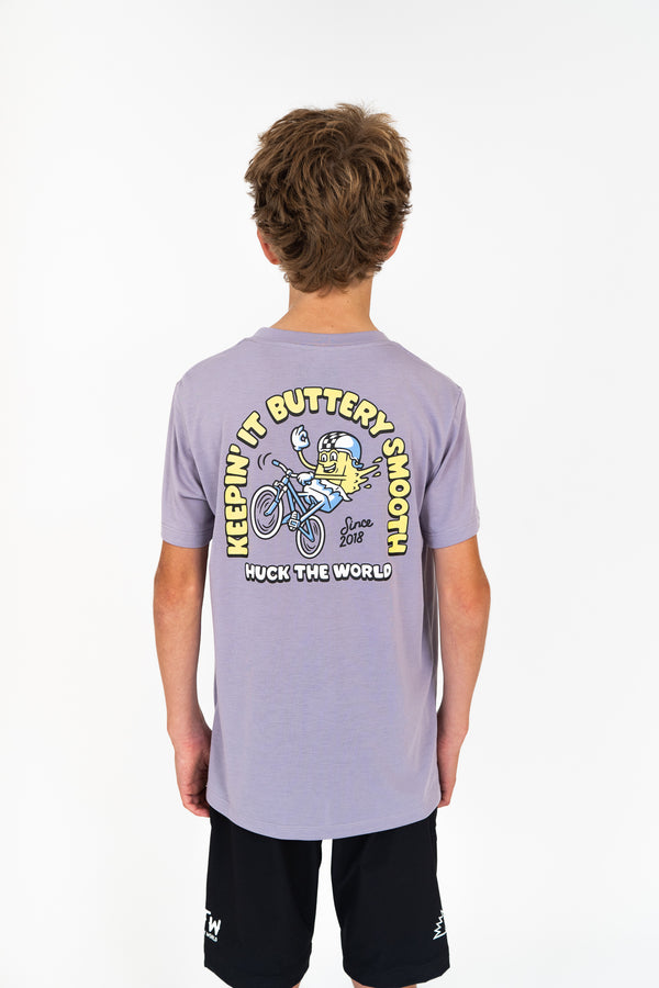 "Buttery Smooth” YOUTH S/S Tech Tee Dusty Lilac