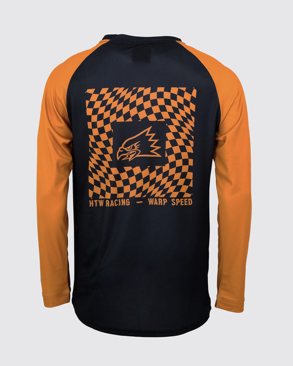"Warped Checkers" Long Sleeve Jersey Black / Old Gold