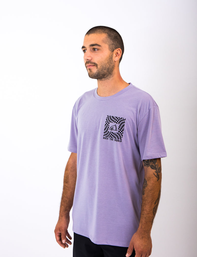 "Checkers” S/S Tech Tee Dusty Lilac