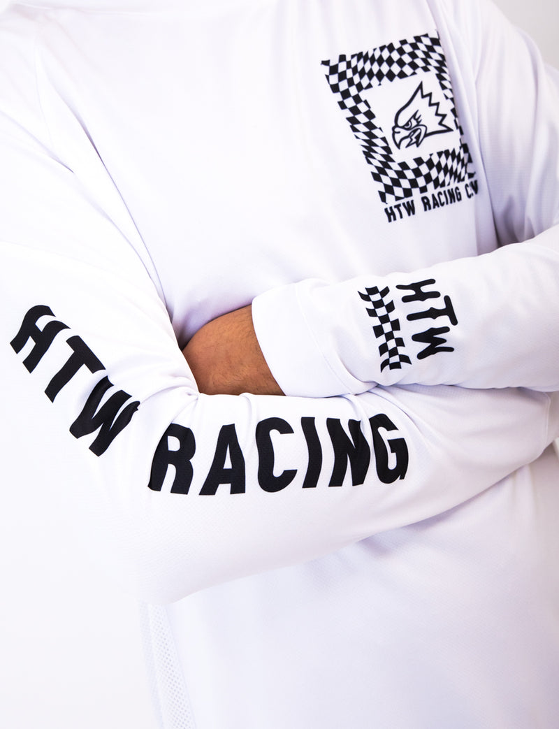 "Warped Checkers" Long Sleeve Jersey White
