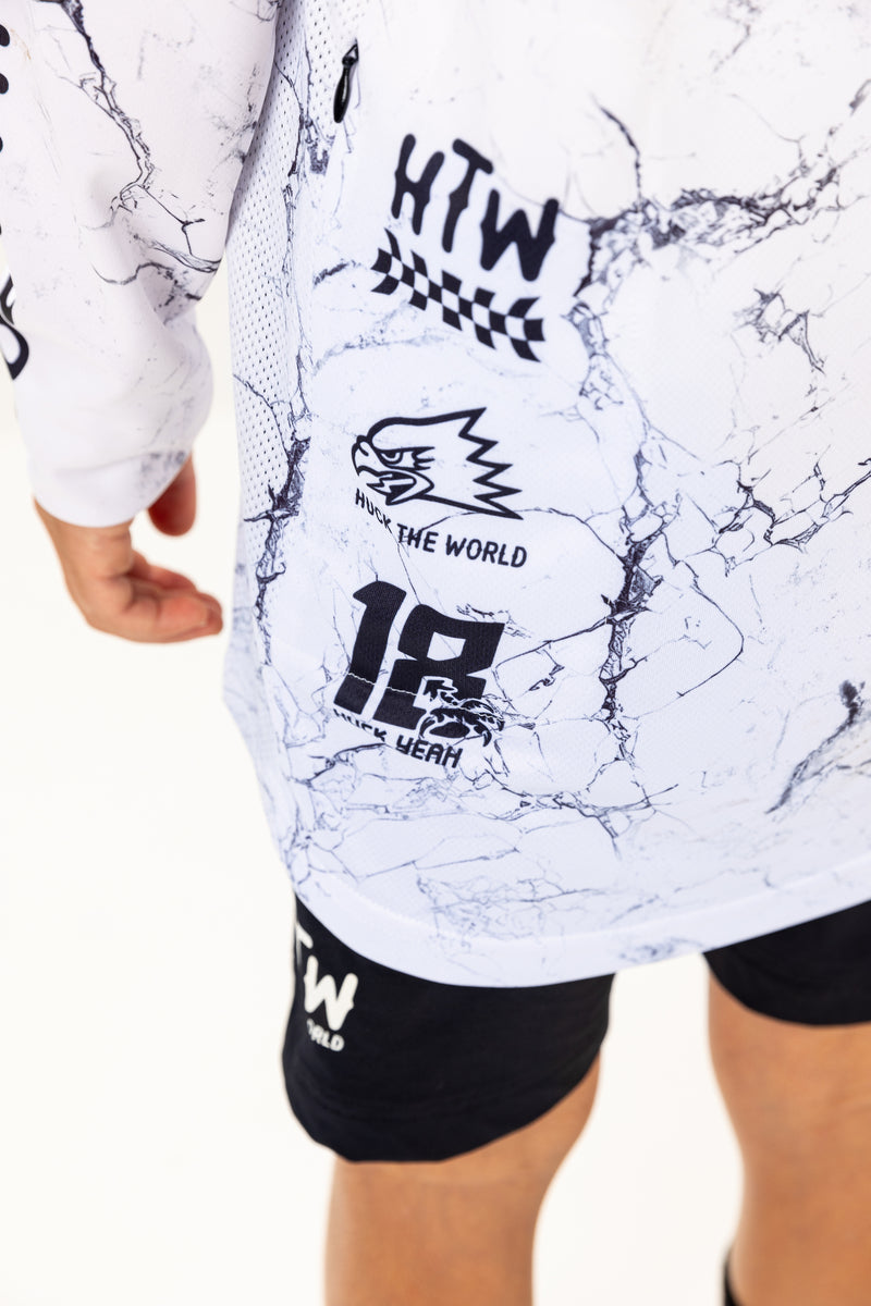 "Racing White Marble" YOUTH Long Sleeve Jersey