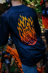 "Flame Logo" Long Sleeve Jersey Black