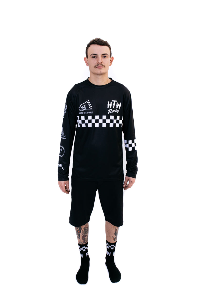 "Checkers" L/S Jersey Black