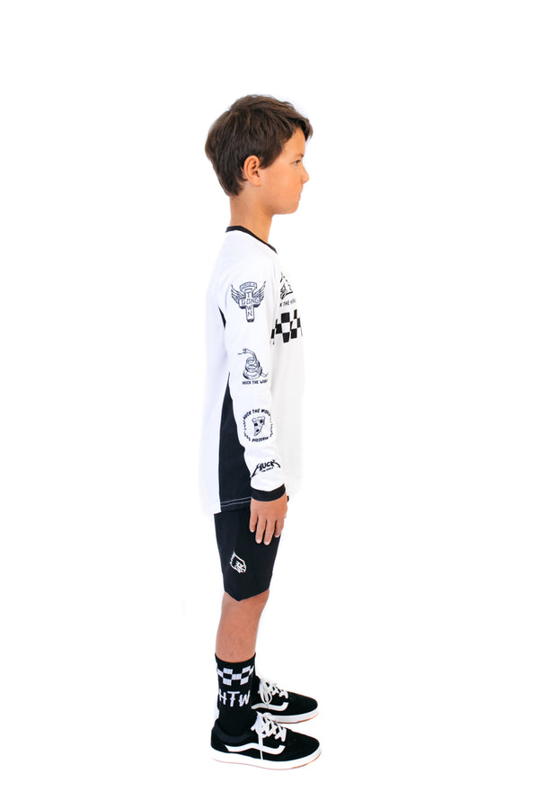 "Checkers" L/S Jersey Racing White YOUTH