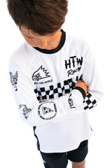 "Checkers" L/S Jersey Racing White YOUTH