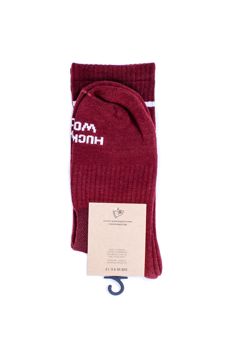 "Double Stripe" Socks Maroon