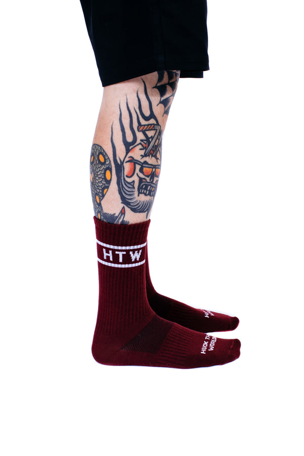 "Double Stripe" Socks Maroon