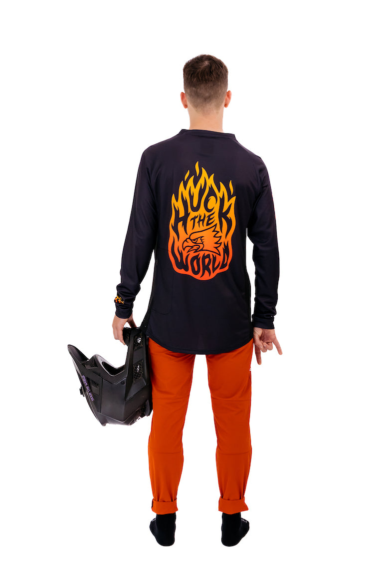 "Flame Logo" Long Sleeve Jersey Black