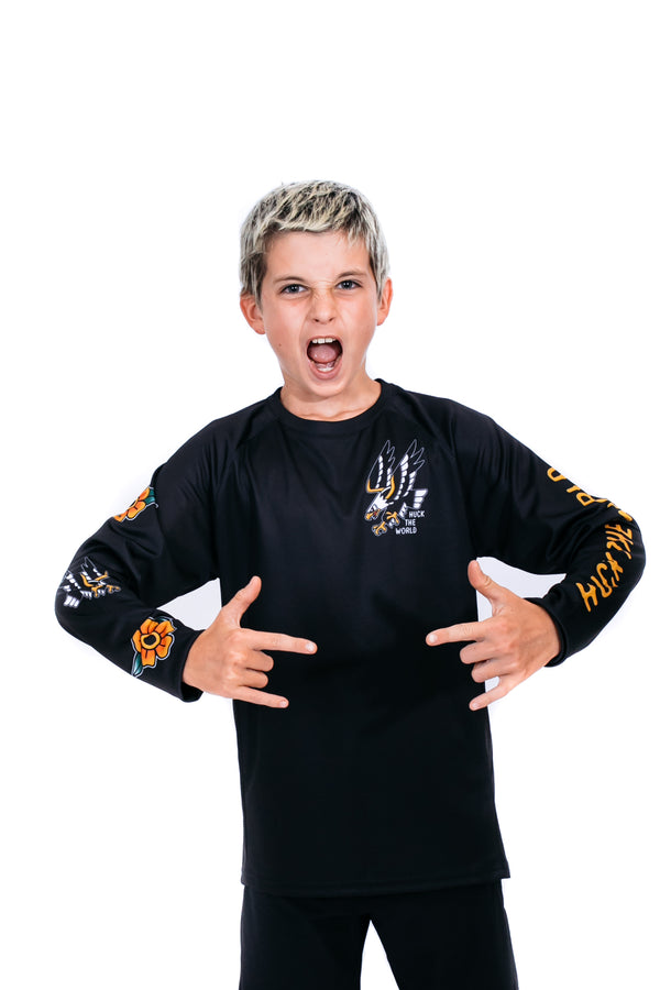 "Flash Eagle" YOUTH Long Sleeve Jersey Black
