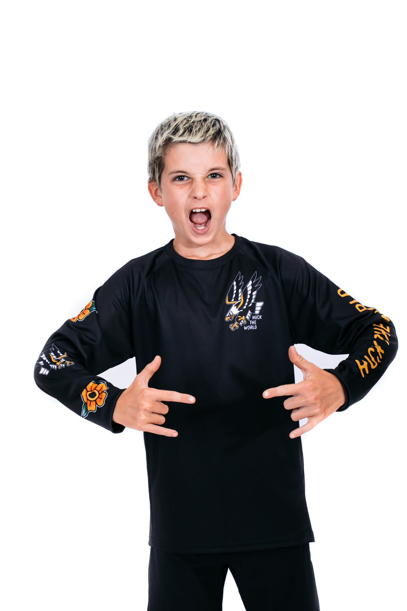 "Flash Eagle" YOUTH Long Sleeve Jersey Black