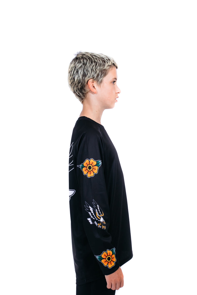 "Flash Eagle" YOUTH Long Sleeve Jersey Black