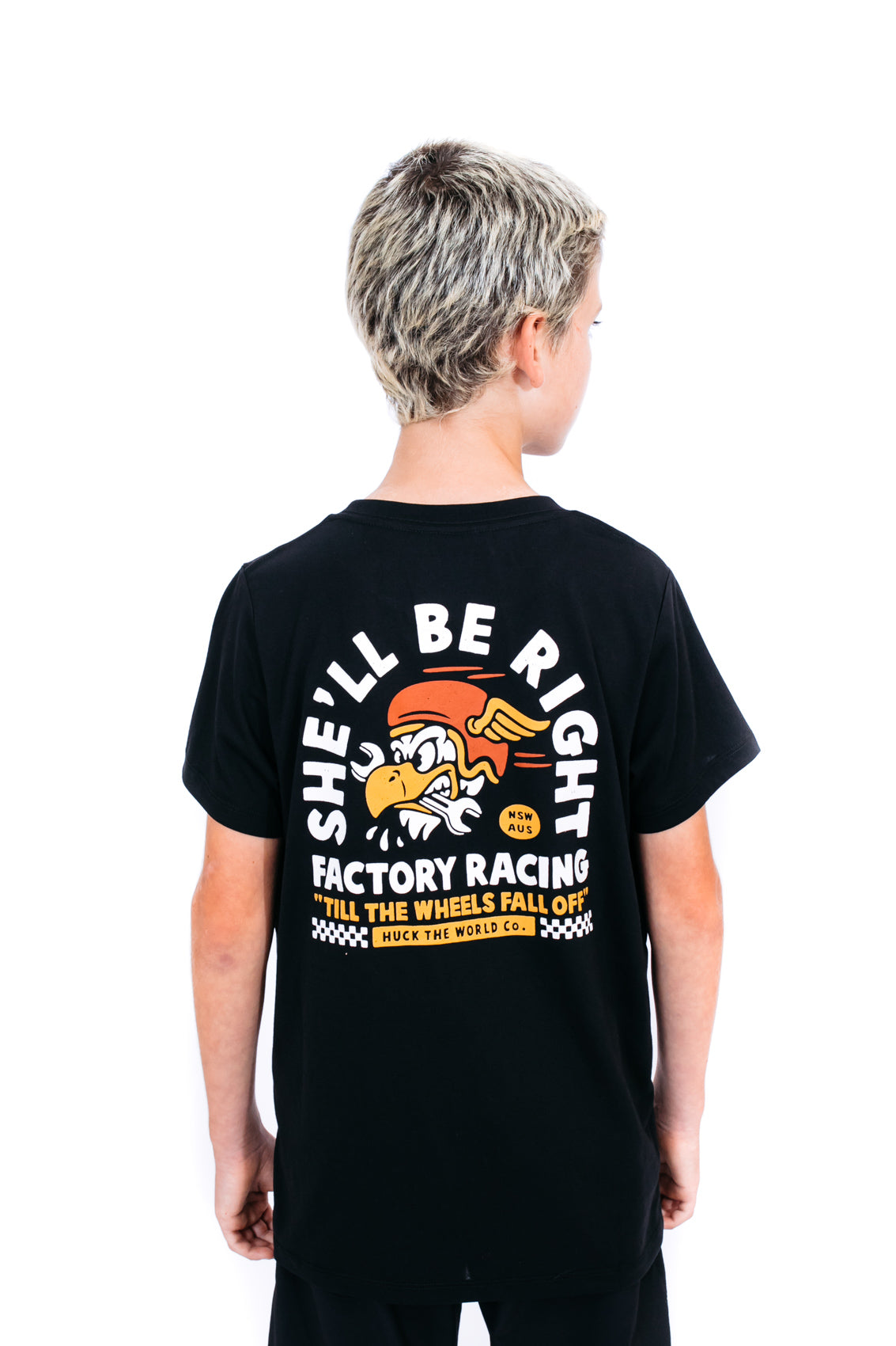 “She'll Be Right” YOUTH S/S Tech Tee Black