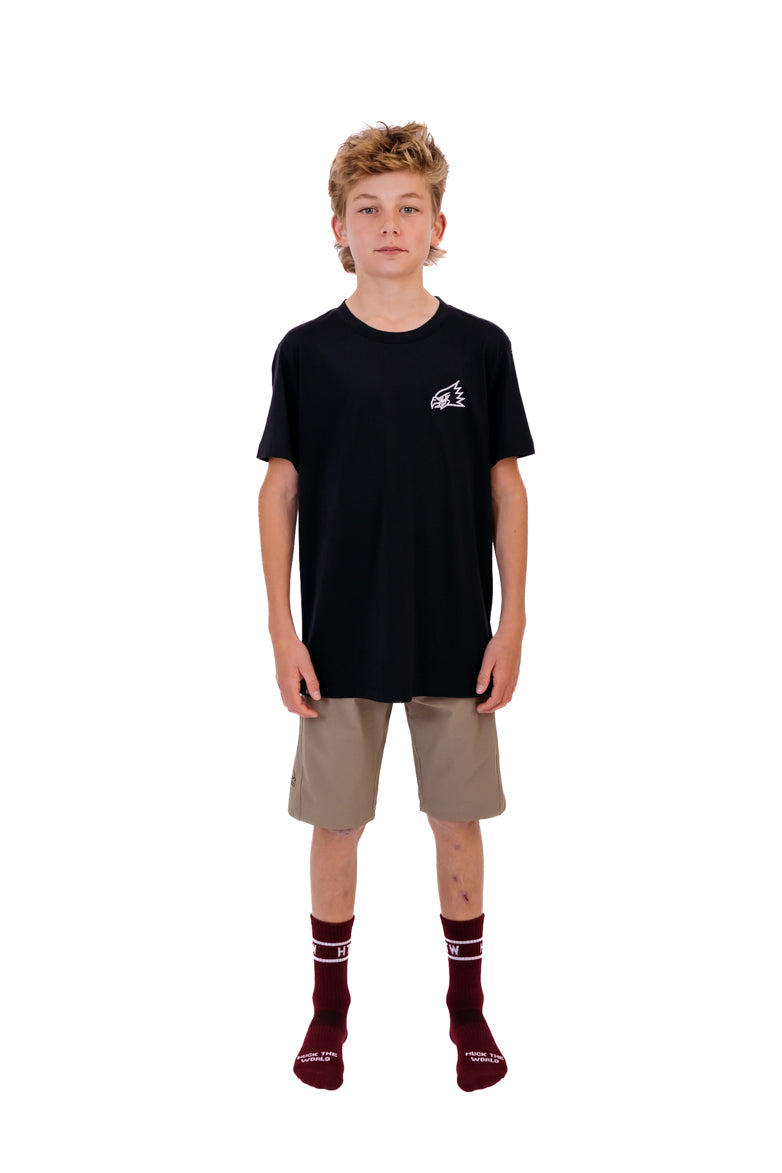“Embroidered Eagle” YOUTH S/S Tech Tee Black