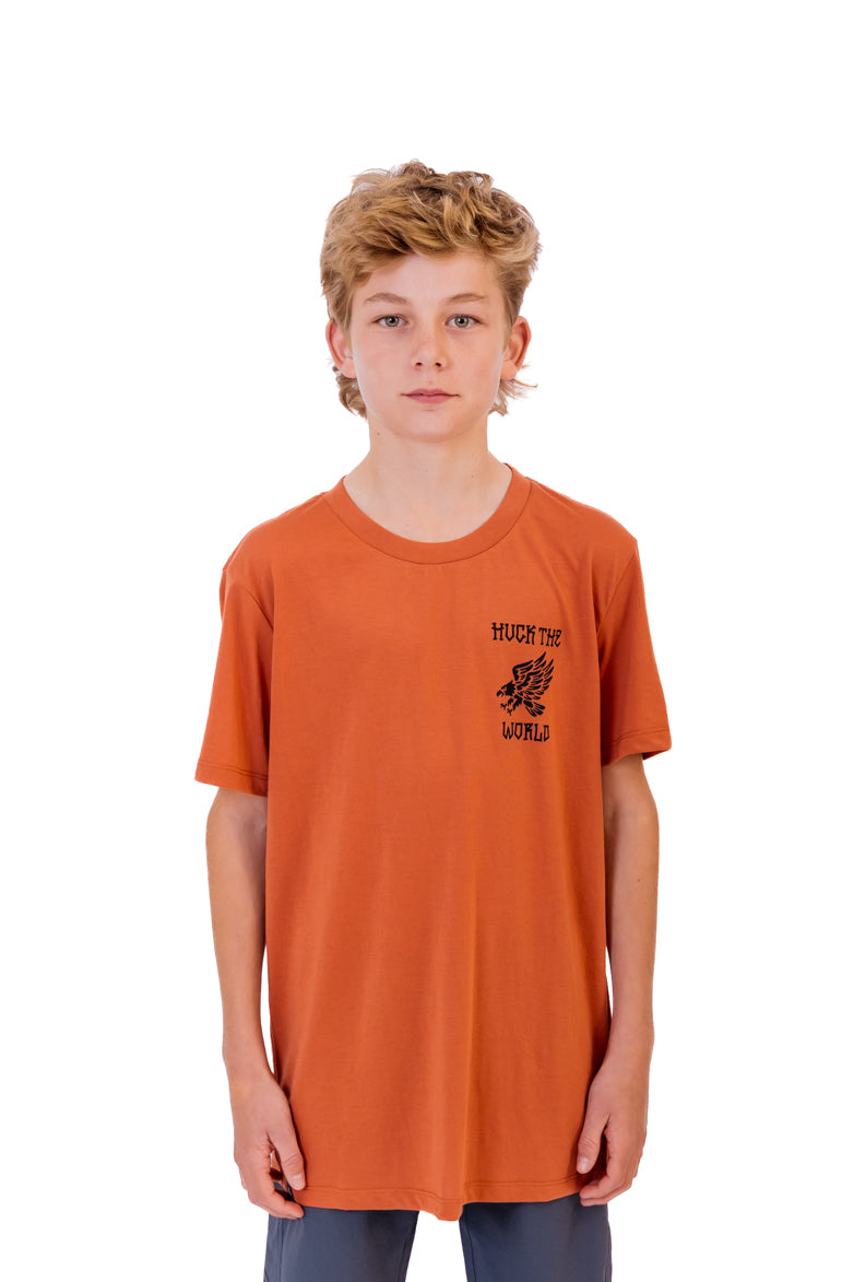 “Scribble Eagle” YOUTH S/S Tech Tee Burnt Chilli