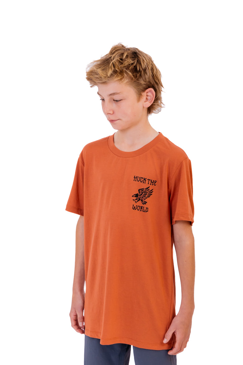“Scribble Eagle” YOUTH S/S Tech Tee Burnt Chilli
