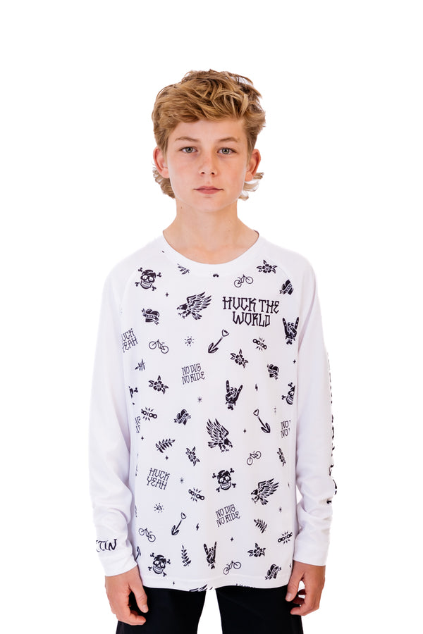 "Flash Icons" YOUTH Long Sleeve Jersey White
