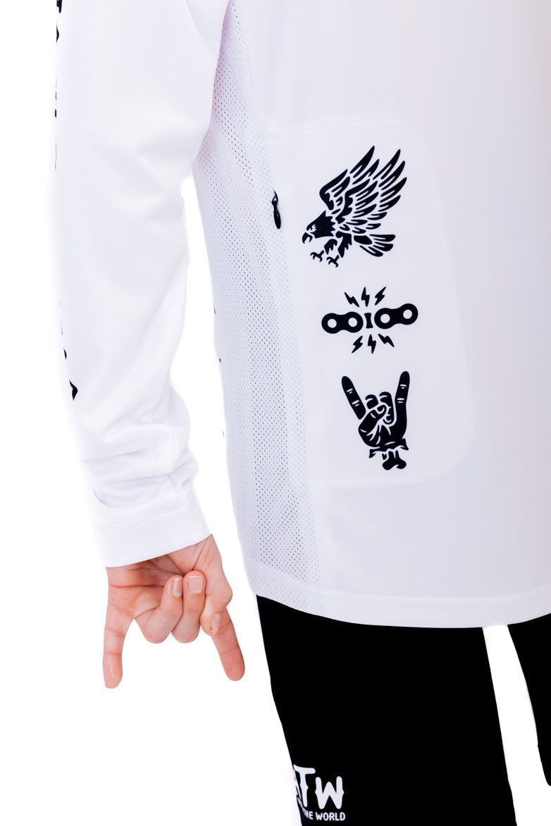 "Flash Icons" YOUTH Long Sleeve Jersey White