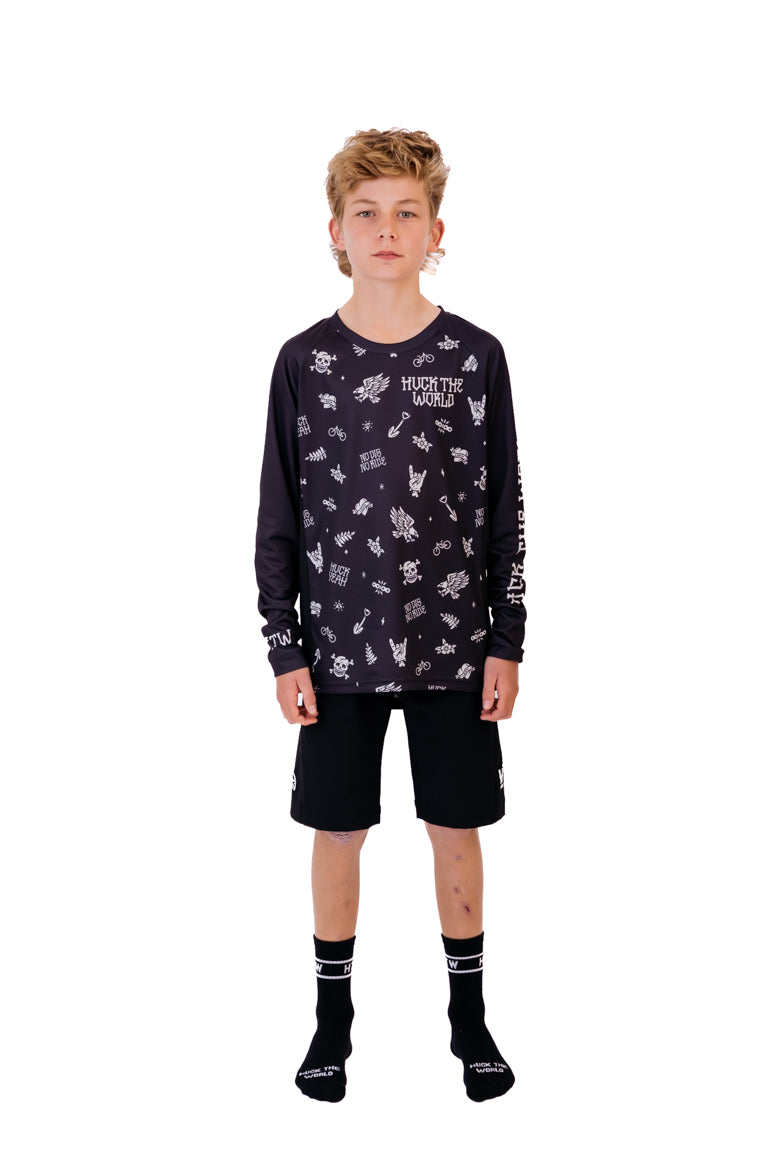 "Flash Icons" YOUTH Long Sleeve Jersey Black