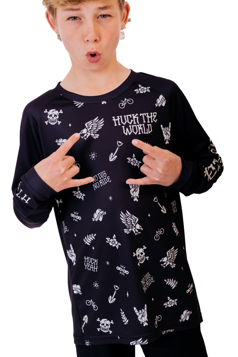 "Flash Icons" YOUTH Long Sleeve Jersey Black