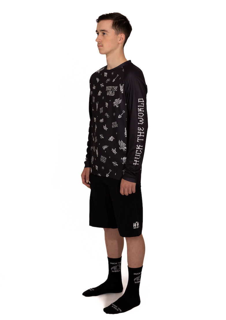 "Flash Icons" Long Sleeve Jersey Black