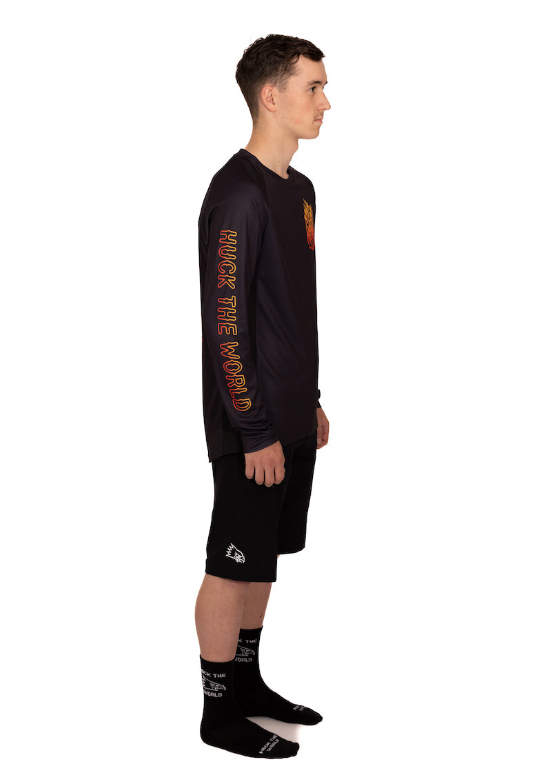 "Flame Logo" Long Sleeve Jersey Black